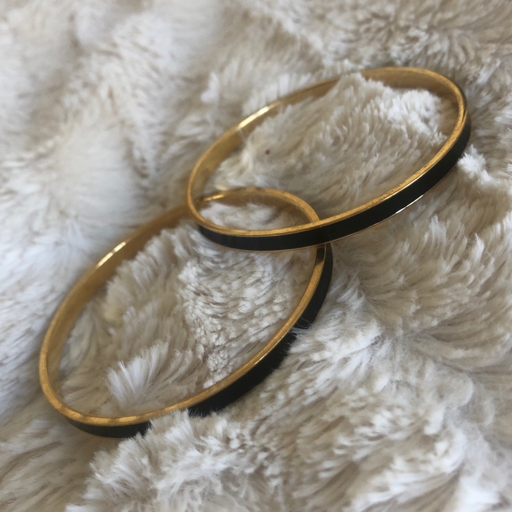 Two Kate Spade Black Enamel Bangle Bracelets